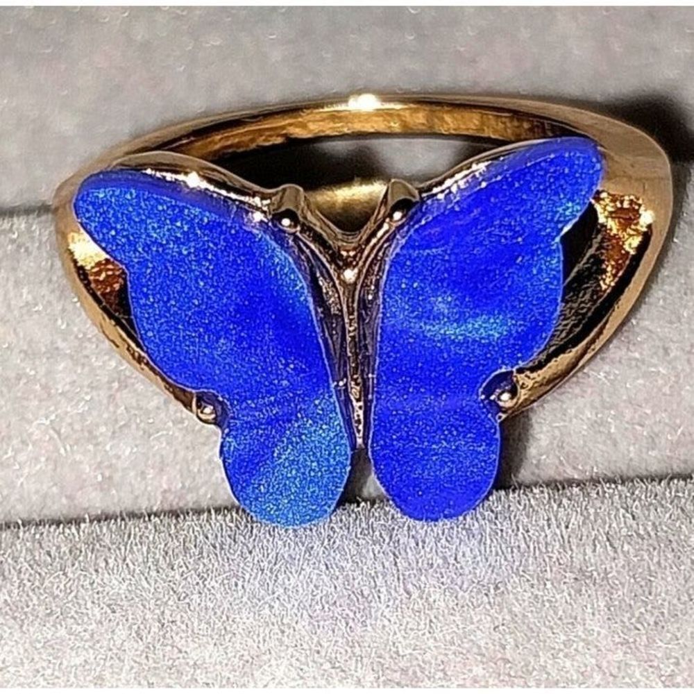 Super cute blue butterfly ring sz 7